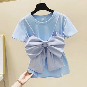 2020 Summer Top for Woman Korean Style Bow Strap T